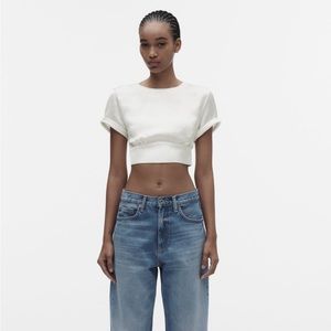 Brand New Off White Zara Satin Effect Cropped Blouse